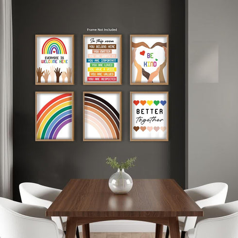 Posterizer 6 pcs-Rainbow Diversity Posters for Classroom-Teachers & Classrooms-Gay & LGBTQ Art-Gift for Daughter, Son, Kids-Decor for nursery todd...
